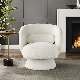 Swivel Barrel Chair, 360° Accent Armchair with Pillow, Modern Club Chair for Living Room, Bedroom