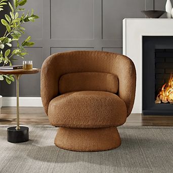 Swivel Barrel Chair, 360° Accent Armchair with Pillow, Modern Club Chair for Living Room, Bedroom