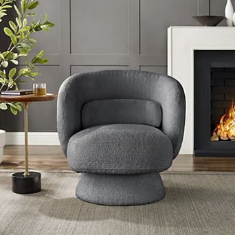 Swivel Barrel Chair, 360° Accent Armchair with Pillow, Modern Club Chair for Living Room, Bedroom