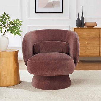 Swivel Barrel Chair, 360° Accent Armchair with Pillow, Modern Club Chair for Living Room, Bedroom