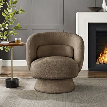 Swivel Barrel Chair, 360° Accent Armchair with Pillow, Modern Club Chair for Living Room, Bedroom