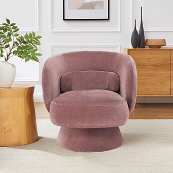 Swivel Barrel Chair, 360° Accent Armchair with Pillow, Modern Club Chair for Living Room, Bedroom