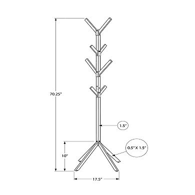 Free Standing Metal Coat Rack, 8 Hooks, 70" Tall Hall Tree for Entryway Bedroom