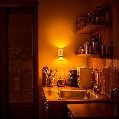 1W Plug in Cylindrical Integrated LED Night Light with Light Amber 1600K Up and Down Glow 2 Pack