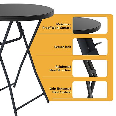 Yardgrace Blow molded bar round table Weatherproof Bistro Table for Balcony outdoo patio table Black