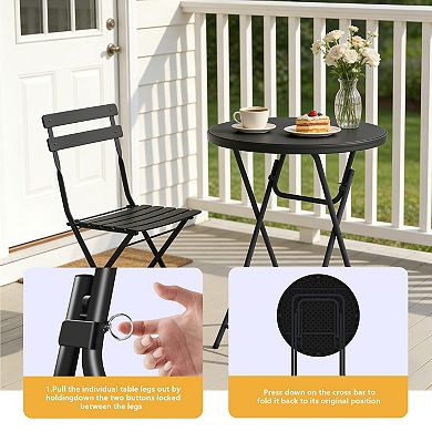 Yardgrace Blow molded bar round table Weatherproof Bistro Table for Balcony outdoo patio table Black