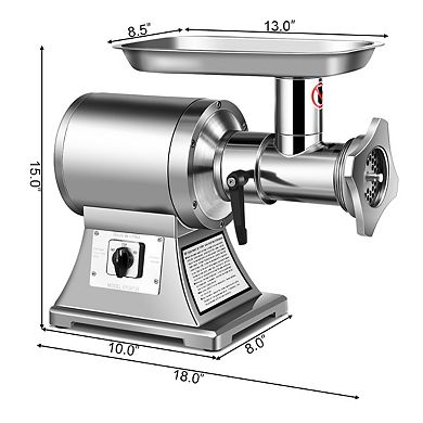 Heavy Duty 1.5HP 1100W 550LB/h Commercial Grade Meat Grinder