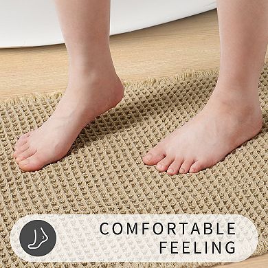 Waffle Braided Bath Mat Soft Bath Rugs, Super Absorbent Non Slip Bathroom Rug