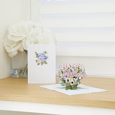 Mother’s Day 3D Pop-Up Floral Card, Hydrangea Greeting Card for Mom with Envelope