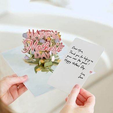 Mother’s Day 3D Pop-Up Floral Card, Hydrangea Greeting Card for Mom with Envelope