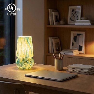 Multicolor Glass Table Lamp with E12 Base, Dimmer & Braided Cord
