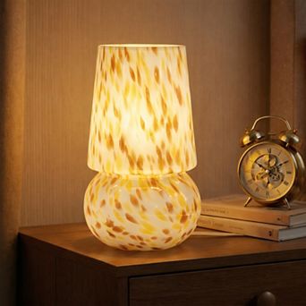 Multicolor Glass Table Lamp with E12 Base, Dimmer & Braided Cord