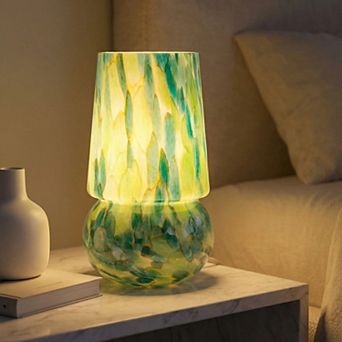 Multicolor Glass Table Lamp with E12 Base, Dimmer & Braided Cord