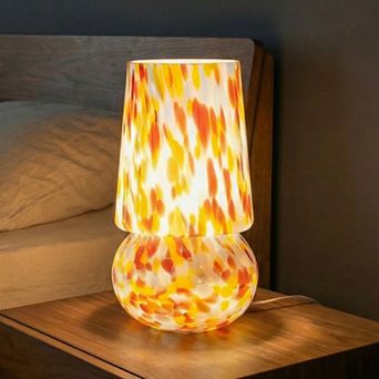 Multicolor Glass Table Lamp with E12 Base, Dimmer & Braided Cord