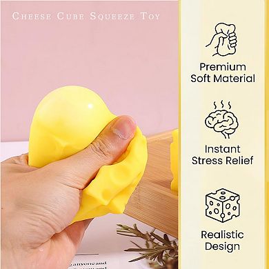 Cheese Squishy 2.4 inch, Cheese Block Squeeze Toy, Squishies Stress Relief Fidget Toy
