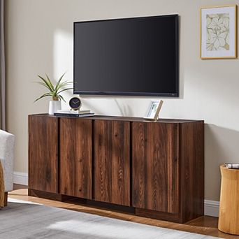 Modern TV Stand for 75 Inch TV, Entertainment Center for Living Room, Wood Media Console Cabinet