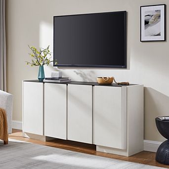 Modern TV Stand for 75 Inch TV, Entertainment Center for Living Room, Wood Media Console Cabinet