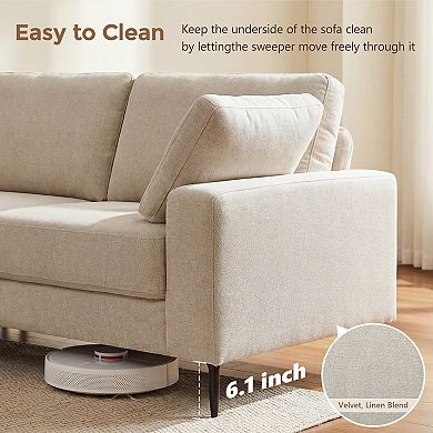 84.3" Modern 3-Seater Sofa Couch w/ Arm, Mid-Century Deep Comfy LoveSeat for Apartment Living Room