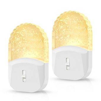 0.5W Integrated LED Plug In Night Light Acrylic Decorative Amber 3000K Slide Adjustable Light 2 Pack