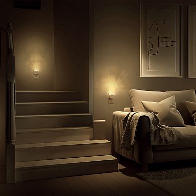 0.5W Integrated LED Plug In Night Light Acrylic Decorative Amber 3000K Slide Adjustable Light 2 Pack