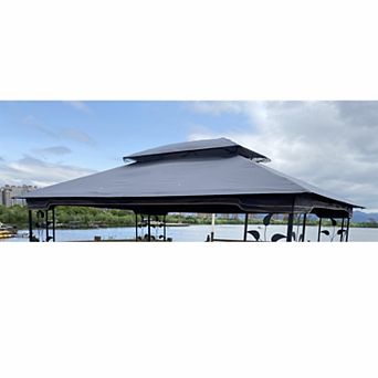 13x10 Ft Patio Double Roof Gazebo Replacement Canopy Top Fabric