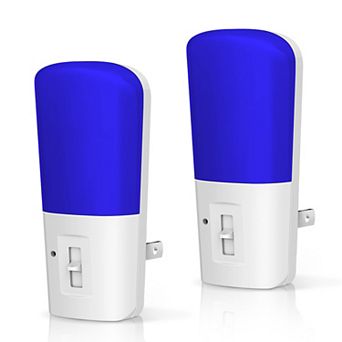 1W Integrated LED Dimmable Plug In Night Light Blue 5000K Acrylic Cover Dusk to Dawn White 2 Pack