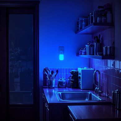 1W Integrated LED Dimmable Plug In Night Light Blue 5000K Acrylic Cover Dusk to Dawn White 2 Pack