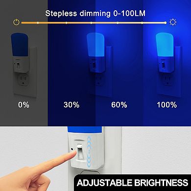 1W Integrated LED Dimmable Plug In Night Light Blue 5000K Acrylic Cover Dusk to Dawn White 2 Pack