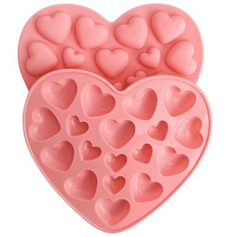 2 Pack Heart Shaped Silicone Chocolate Candy Gummy Mold Set Non-Stick Reusable