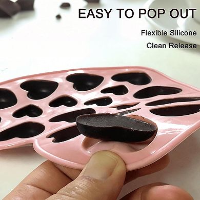 2 Pack Heart Shaped Silicone Chocolate Candy Gummy Mold Set Non-Stick Reusable