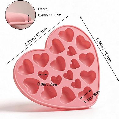 2 Pack Heart Shaped Silicone Chocolate Candy Gummy Mold Set Non-Stick Reusable