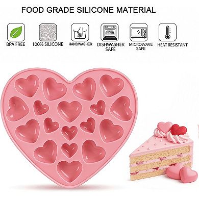 2 Pack Heart Shaped Silicone Chocolate Candy Gummy Mold Set Non-Stick Reusable
