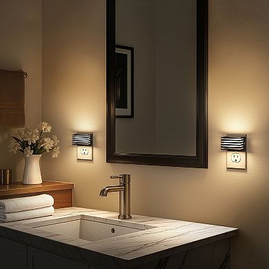 1W Plug in Integrated LED Night Light with Light Up and Down Glow Warm 2700K Black 2 Pack