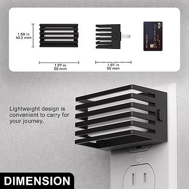 1W Plug in Integrated LED Night Light with Light Up and Down Glow Warm 2700K Black 2 Pack