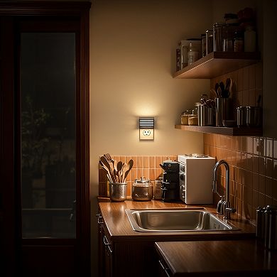 1W Plug in Integrated LED Night Light with Light Up and Down Glow Warm 2700K Black 2 Pack