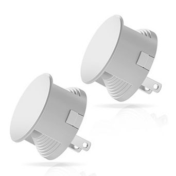 1W Integrated LED Plug In Round Wall Night Light Amber 3000K Button Adjustable Dusk to Dawn 2 Pack