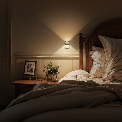 1W Integrated LED Plug In Round Wall Night Light Amber 3000K Button Adjustable Dusk to Dawn 2 Pack