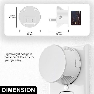 1W Integrated LED Plug In Round Wall Night Light Amber 3000K Button Adjustable Dusk to Dawn 2 Pack