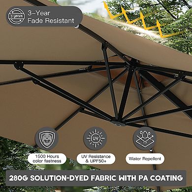 Clihome 10x13ft Double Top Cantilever Umbrella Rectangular Crank Market Umbrella