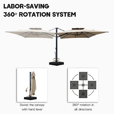 Clihome 10x13ft Double Top Cantilever Umbrella Rectangular Crank Market Umbrella