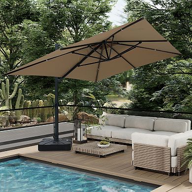 Clihome 10x13ft Double Top Cantilever Umbrella Rectangular Crank Market Umbrella