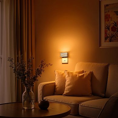 1W Plug in Integrated LED Night Light with Dusk to Dawn Up and Down Glow Amber 2000K White 2 Pack