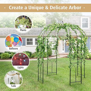 8.4 x 7 FT Birdcage Shaped Garden Arbor for Climbing Plants