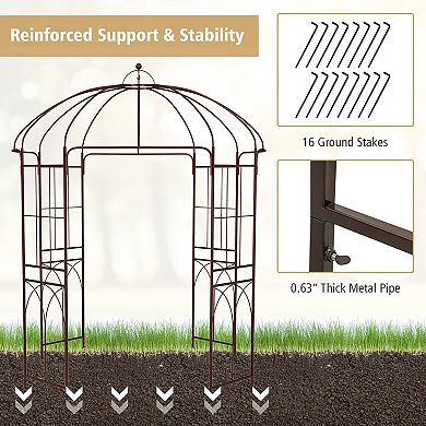 8.4 x 7 FT Birdcage Shaped Garden Arbor for Climbing Plants