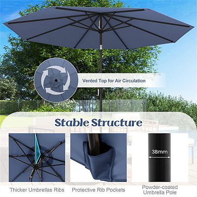 10 Feet Outdoor Patio Umbrella with Tilt Adjustment and Crank