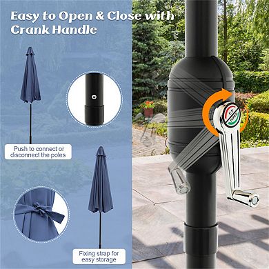 10 Feet Outdoor Patio Umbrella with Tilt Adjustment and Crank