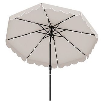 9.3 FT Solar Patio Umbrella with 24 LED Lights Vented Top and Ruffles