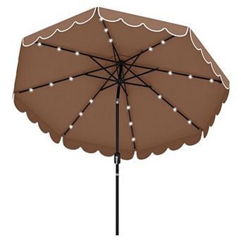 9.3 FT Solar Patio Umbrella with 24 LED Lights Vented Top and Ruffles