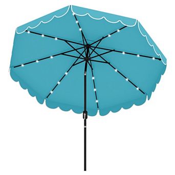 9.3 FT Solar Patio Umbrella with 24 LED Lights Vented Top and Ruffles