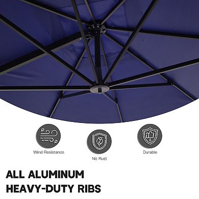 Clihome 10x13ft Cantilever Umbrella Rectangular Crank Market Umbrella